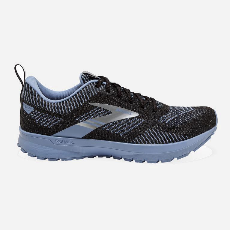 Brooks Revel 5 Performance Hardloopschoenen voor Dames Zwart/Blauw/Metal Zilver (GBYUL-0857)